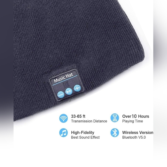 ~ NEW ~ BLUETOOTH WIRELESS MUSIC BEANIE WITH CHARGER ~ ONE SIZE UNISEX - Picture 5 of 7